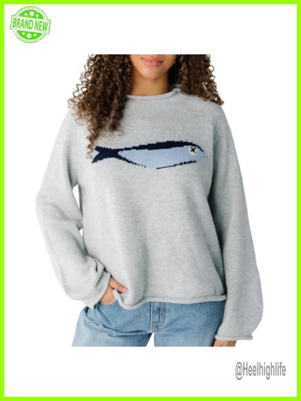 Oversized Roll Neck Animal Graphic Chunky Knit Pullover Sweater
